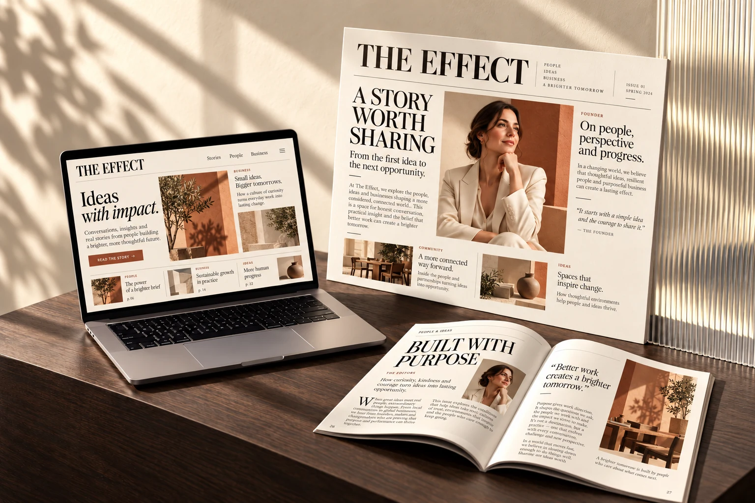 One business story presented across a website, presentation and magazine