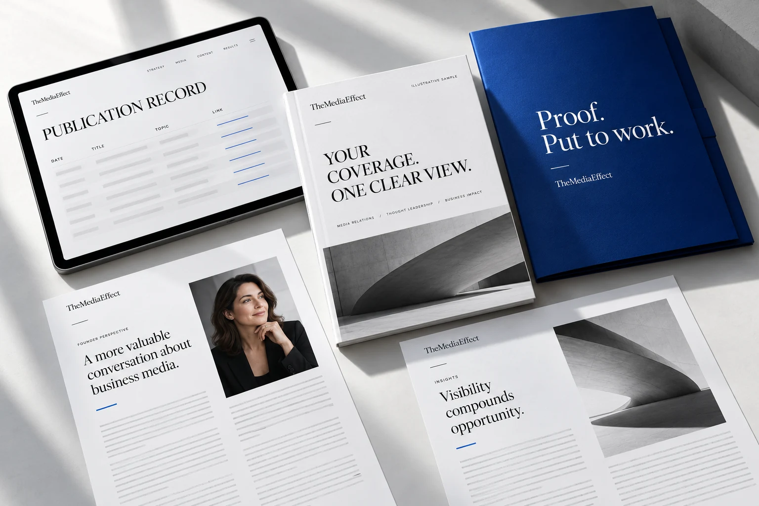 Illustrative publication report, presentation folder and coordinated campaign materials